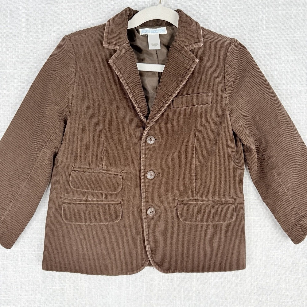 Janie and Jack Boys Brown Corduroy Blazer Jacket 3-Button Suit Coat Size 4T